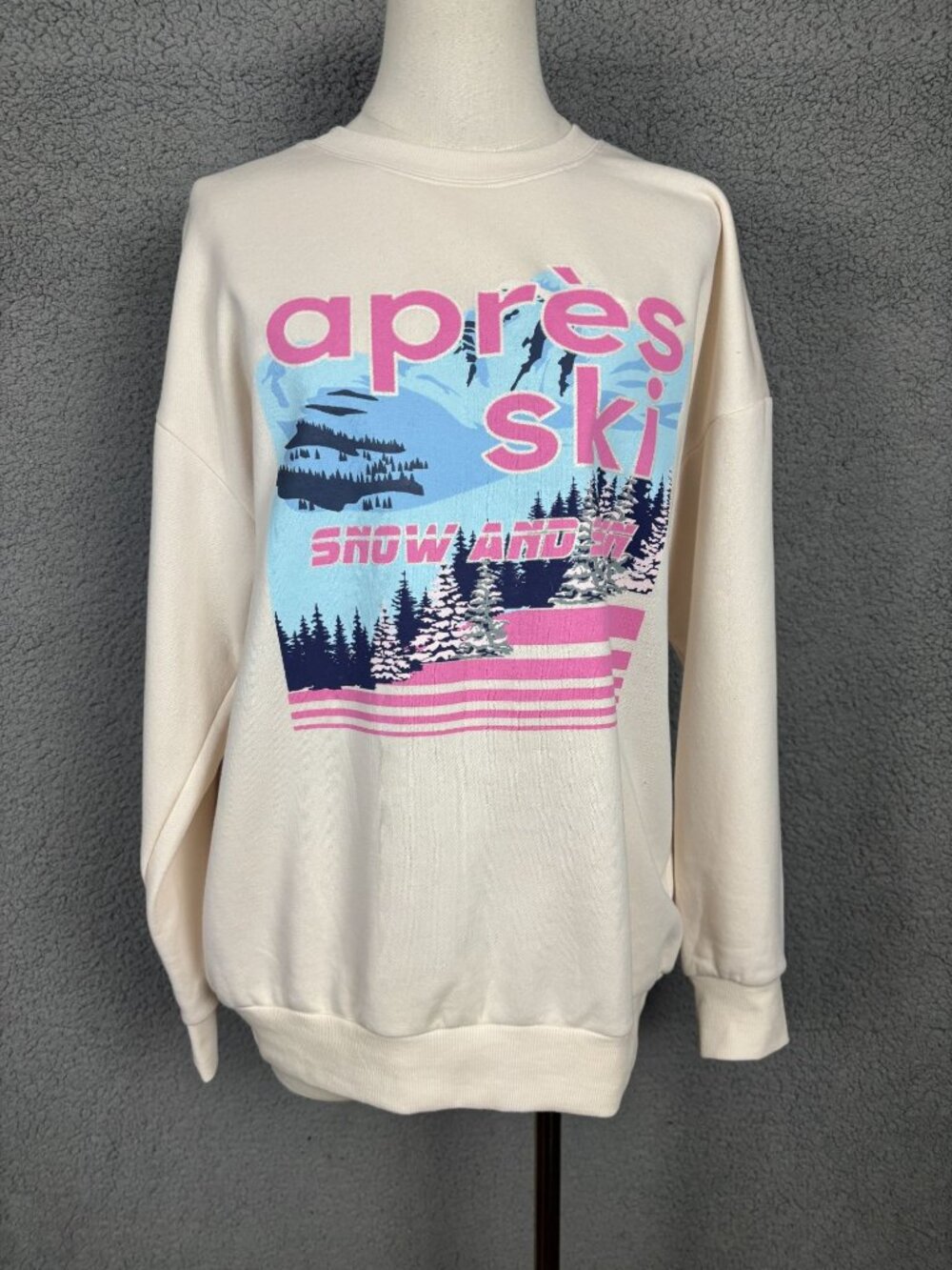Self Esteem Juniors Graphic Fleece Crewneck Sweatshirt - Eggnog - Size Med NWT's